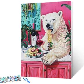 Funny Animal Donkey Paint by Numbers Kits with Brushes and Acrylic Pigment on Canvas Painting for Adults and Beginners,Delicious Food Picture for Home Decor Gifts 16''x20'' (DIY Framed)