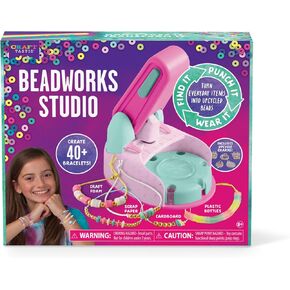 مجموعة صنع أساور الصداقة من Craft-tastic Beadworks Studio - أساور للأطفال، الفنون والحرف اليدوية، مجموعة أساور الصداقة، اصنع أكثر من 40 سوارًا، للأعمار من 8 سنوات فما فوق