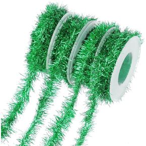 Tongcloud 4 Rolls Christmas Tinsel Ribbon Metallic Garland Tinsel Garland Christmas Metallic Tinsel Ribbon Glitter Tinsel Ribbon for Christmas Birthday Party(Black, 19.6feetx0.7inches)