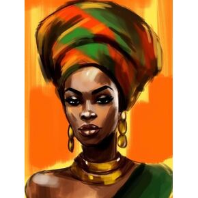 SKRYUIE 5D African Woman Diamond Painting Kits - DIY Diamond Art Kits for Adults African American, Full Round Drill - Crystal Cross Stitch - Adults Craft for Wall & Office Decor - 12x16inch