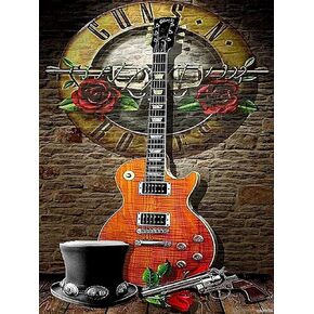 QAZWSX Full Round Drills Rock Singer Rose Diamond Painting Kit DIY Cross Stitch Rhinestone Mosaic Home Decoration Gift 30x40cm/12x16inches