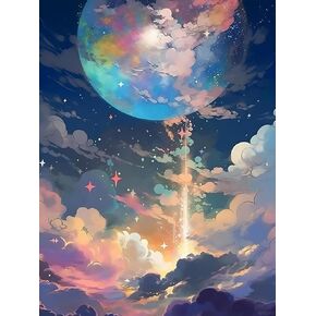 YEEIFFD DIY 5D Abstract Diamond Painting Kits for Beginners Adults, Colorful Starry Moon Diamond Art Kits, Suitable for Home Office Decor and Birthday Holiday Gifts 12x16 inch