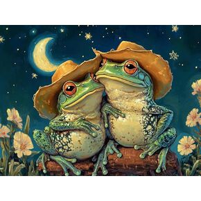 Ginfonr DIY 5D Diamond Art Kits for Adults, Frogs Diamond Painting for Adults, Diamond Art Landscapes Full Drill, Diamond Art Kits Embroidery Rhinestone Craft for Home Wall Decor 12 * 16 Inch