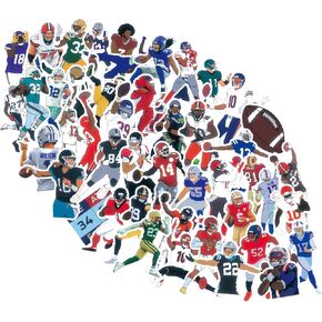 100 Pcs American Football Stickers Sports Stickers Water Bottle Computer Laptop Vinyl Stickers for Boys Teens Adults Kids Girls Football Fans