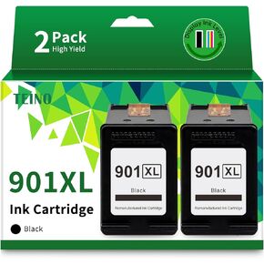 TEINO Remanufactured Ink Cartridge Replacement for HP 901XL 901 Black Ink Cartridges for HP OfficeJet J4500 J4680 J4580 4500 J4524 J4540 (2 Black)