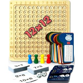 Multiplication Games, 12x12 Wooden Montessori Multiplication Board Game, Larger Size Times Table, Montessori Math Learning Materials, Educational Toy for Toddlers, Preschool Gifts for Kids