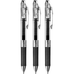 Pentel EnerGel Pure BL77TLE - Retractable Liquid Gel Ink Pen - 0.7mm - Black - Pack of 3