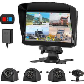 VSYSTO H10 4CH 1080P Dash Cam with 10'' HD LCD Display Front Left Right Rear 360 View Backup Camera System IR Night Vision IPX7 Waterproof and 1TB Memory Card Support