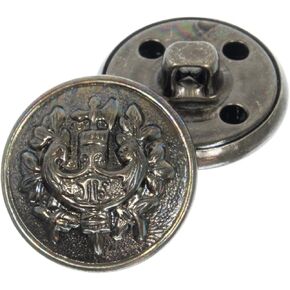 Mibo 12pcs Metal Shank Button 30L(19mm) with Heraldic Crest Style Design - Gunmetal