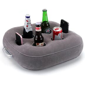 Inflatable Floating Drink Holder Large Capacity,Drink Float for Pool Party Beach (Gray Velvet)
