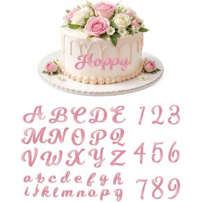 EORTA 64 Pcs Acrylic Letter Cake Topper, Personalized Alphabet Numbers Topper, Birthday Cake Decoration Picks for Anniversary Wedding Baby Shower Graduation Party Supplies, (rose gold)