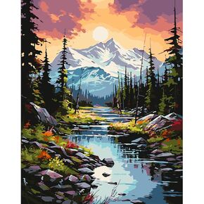 QENSPE Paint by Numbers Kit for Adults,Landscape Paint by Number on Canvas for Beginners,DIY Oil Painting Kits Art Crafts Suitable for Home Wall Decoration 16x20 Inch