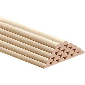 18 PCS Split Wood Dowel Rods, 15.7-inch x 1/2-inch Unfinished Cuttable Half Round Wooden Dowels Sticks for Art Projects and DIYers