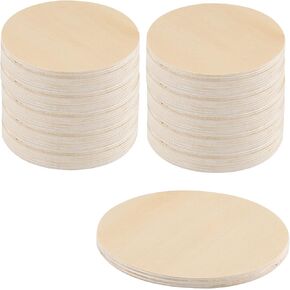 SOUJAP 30 Pack 4 Inch Wood Plywood Circles, 1/4 Inch Thick Round Wood Cutouts, Unfinished Wooden Discs for Crafts, Painting, DIY