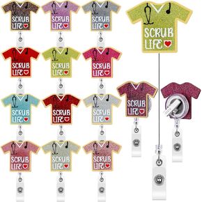 Qilery 14 Pcs Nurse Retractable Badge Reel CNA Badge Clip Holder for Nurse Scrub Life Nurse Week Gifts Glitter Badge Reel for Nurse Medical Assistant Worker Nurse Graduation CNA Week Gifts(Classic)