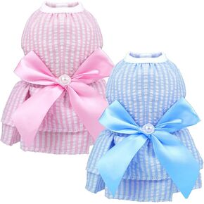 2 Pcs Dog Dresses for Small Medium Puppy Girl Female Xs Clothes Summer Princess Doggie Tutu Skirt Outfit