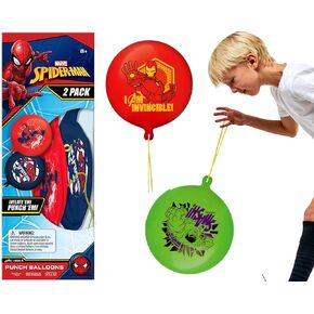 JA-RU Marvel Avengers & Spiderman Giant Punch Balloons (2 Pack, 4 Toys) Inflatable Bouncy Rubber Punching Balloons for Kids. Outdoor Toys. Bulk Comic Book Superhero Birthday Decorations. 6800-2