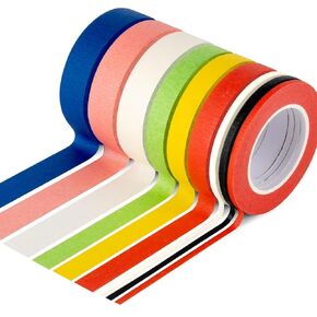 9 Rolls Colored Masking Tape - 42.6 Yards Adhesive Colored Painters Tape Tearable Writtable Ideal for DIY Crafts, Art, Wall Decor, Labeling, Coding, Painting, 3 Widths (1/8 in, 2/5 in, 1/2 in)