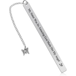 Vadaka Memorial Bookmark for Loss of Sister, Sympathy Gift, Remembrance, Bereavement, Condolence, Book Lover Gift, Stainless Steel, 2 Pack