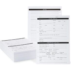 Stockroom Plus 200 Sheets Client Profile Cards for Stylists, Small Business, Nail and Hair Salons (8.25 x 5.7 In, White)