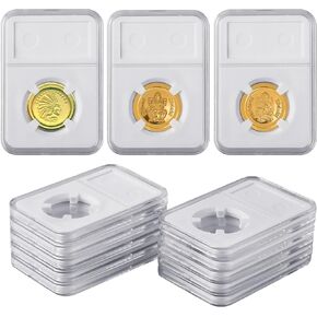 10-Pack 18mm Coin Slab Display Holder, Clear Acrylic Storage Case for Seated Liberty, Barber, Winged Liberty (Mercury), Roosevelt Dimes and Other 18mm Coins, Four-Point Fixation Coin Collection Box
