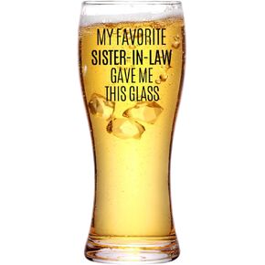Onebttl Gifts for Brother in Law from Sister in Law, Beer Glass Funny Gift Idea for Christmas, Father's Day, Birthday, Box and Greeting Card Included - Proud Brother-in-law