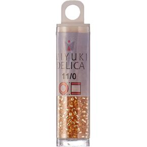 Miyuki DB042 7.2gm Delica Seed Beads, Size 11/0, Silver Lined Gold
