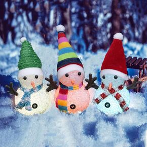 YAKii Christmas Decorations 7.3'' LED Snowmen Lamp Color Changing with Colorful Hat & Scarf Christmas Desk Decoration for Battery Operated Indoor Home Christmas Decorations Indoor,Set of 3