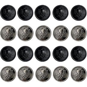 Metal Skull Buttons for Blazer Sweaters Men and Women (Black/Antique Silver Mixed Colour 20 Pieces Per Set) Two Sizes 0.98/0.59 Inches (0.59 inches)