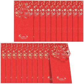 Christmas Cash Envelopes 20PCS, Gold Foil Laser Money Holder for Gifts, Used for Xmas, Chinese New Year, Party, Holiday (Red and Beige, 7.1x3.5inch)