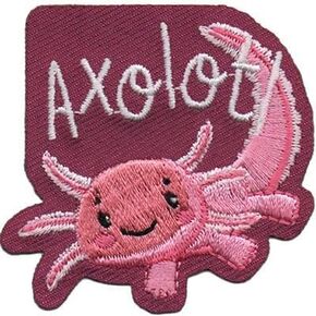 Axolotl Paedomorphic Salamander - Embroidered Iron on Patch