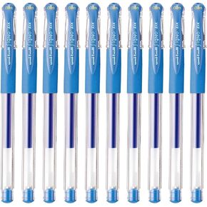 Uni-Ball Signo Snap Cap Gel Ink Ballpoint Pen, 0.38mm Extra Fine Point, Light Blue Ink, Y.UM151A.8, Pack of 10