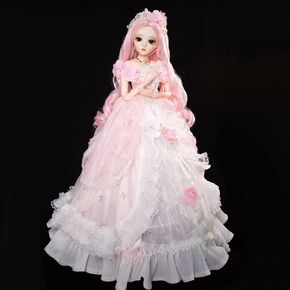 UCanaan BJD Doll, 1/3 SD Dolls 24 Inch 18 Ball Jointed Doll DIY Toys with Clothes Outfit Shoes Wig Hair Makeup, Best Gift for Girls (Felice)