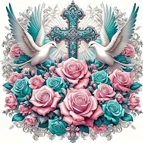 مجموعات الرسم الماسي 5D للبالغين المبتدئين، طقم فني ماسي على شكل زهرة متقاطعة، مجموعة فنية من الأحجار الكريمة ذات الحفر الدائري الكامل للبالغين، ديكور جدار المنزل 11.8 × 11.8 بوصة in Kuwait