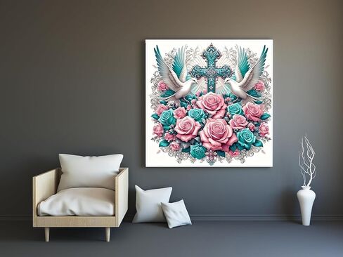 مجموعات الرسم الماسي 5D للبالغين المبتدئين، طقم فني ماسي على شكل زهرة متقاطعة، مجموعة فنية من الأحجار الكريمة ذات الحفر الدائري الكامل للبالغين، ديكور جدار المنزل 11.8 × 11.8 بوصة in Kuwait