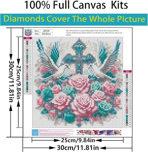مجموعات الرسم الماسي 5D للبالغين المبتدئين، طقم فني ماسي على شكل زهرة متقاطعة، مجموعة فنية من الأحجار الكريمة ذات الحفر الدائري الكامل للبالغين، ديكور جدار المنزل 11.8 × 11.8 بوصة in Kuwait