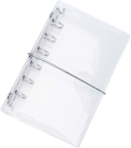 AxeWoodz Clear A8 Binder PP Trifold Binder with Bandage Loose Leaf 5 Ring Budget Binder Transparent Cash Stuffing Binder Personal Planner in Kuwait