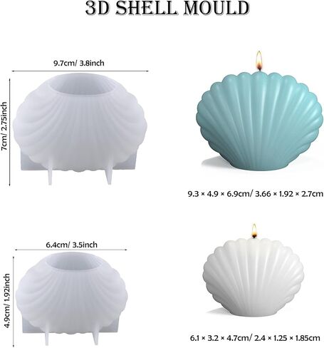 Yayatty 3D Shell Resin Molds Silicone 2 Size Seashell Epoxy Molds Silicone Moulds for Resin for Soap Making, Home Decor, Resin Crafts DIY in Saudi Arabia
