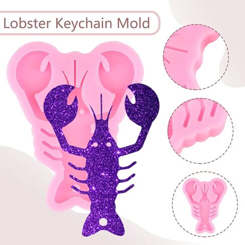 Lobster Keychain Silicone Molds Lobster Epoxy Resin Casting Mold for DIY Backpack Pendant Jewelry Making Necklace Decoration Craft in Saudi Arabia