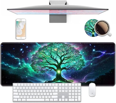 Desk Pad Mat Gaming Mouse Pads with Coasters Set, American Black Girl Large Extended Desk Mousepad with Stitched Edge & Non-Slip Rubber Base for Work, Game, Office, Home (31.5"x 11.8") in Saudi Arabia