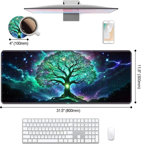 Desk Pad Mat Gaming Mouse Pads with Coasters Set, American Black Girl Large Extended Desk Mousepad with Stitched Edge & Non-Slip Rubber Base for Work, Game, Office, Home (31.5"x 11.8") in Saudi Arabia