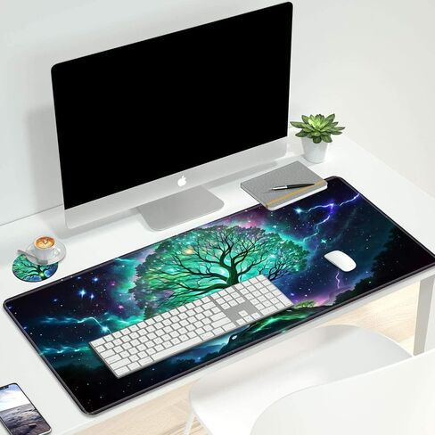 Desk Pad Mat Gaming Mouse Pads with Coasters Set, American Black Girl Large Extended Desk Mousepad with Stitched Edge & Non-Slip Rubber Base for Work, Game, Office, Home (31.5"x 11.8") in Saudi Arabia