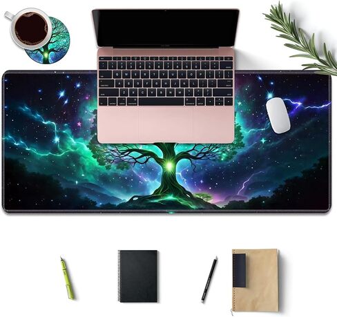 Desk Pad Mat Gaming Mouse Pads with Coasters Set, American Black Girl Large Extended Desk Mousepad with Stitched Edge & Non-Slip Rubber Base for Work, Game, Office, Home (31.5"x 11.8") in Saudi Arabia