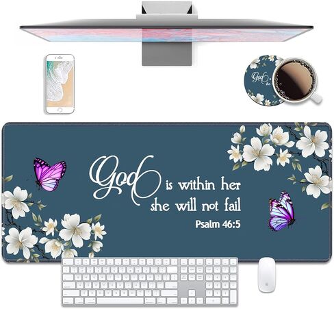 Desk Pad Mat Gaming Mouse Pads with Coasters Set, American Black Girl Large Extended Desk Mousepad with Stitched Edge & Non-Slip Rubber Base for Work, Game, Office, Home (31.5"x 11.8") in Saudi Arabia
