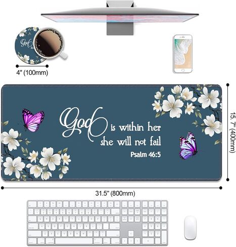 Desk Pad Mat Gaming Mouse Pads with Coasters Set, American Black Girl Large Extended Desk Mousepad with Stitched Edge & Non-Slip Rubber Base for Work, Game, Office, Home (31.5"x 11.8") in Saudi Arabia