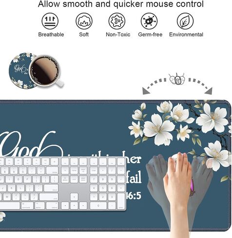 Desk Pad Mat Gaming Mouse Pads with Coasters Set, American Black Girl Large Extended Desk Mousepad with Stitched Edge & Non-Slip Rubber Base for Work, Game, Office, Home (31.5"x 11.8") in Saudi Arabia