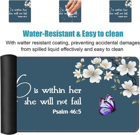 Desk Pad Mat Gaming Mouse Pads with Coasters Set, American Black Girl Large Extended Desk Mousepad with Stitched Edge & Non-Slip Rubber Base for Work, Game, Office, Home (31.5"x 11.8") in Saudi Arabia