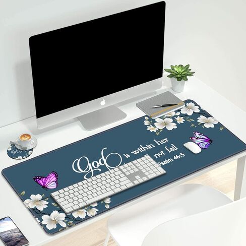 Desk Pad Mat Gaming Mouse Pads with Coasters Set, American Black Girl Large Extended Desk Mousepad with Stitched Edge & Non-Slip Rubber Base for Work, Game, Office, Home (31.5"x 11.8") in Saudi Arabia