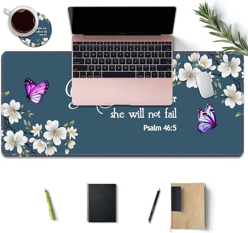 Desk Pad Mat Gaming Mouse Pads with Coasters Set, American Black Girl Large Extended Desk Mousepad with Stitched Edge & Non-Slip Rubber Base for Work, Game, Office, Home (31.5"x 11.8") in Saudi Arabia