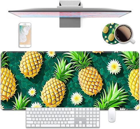 Desk Pad Mat Gaming Mouse Pads with Coasters Set, American Black Girl Large Extended Desk Mousepad with Stitched Edge & Non-Slip Rubber Base for Work, Game, Office, Home (31.5"x 11.8") in Saudi Arabia
